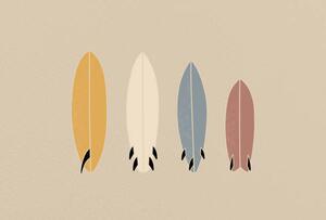 Ilustrace Vintage Old-school Retro Style Surfboards on, LucidSurf