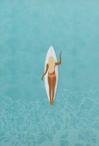 Ilustrace Surfer girl in bikini puddle out, LucidSurf
