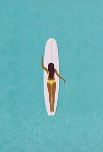 Ilustrace Surfer girl in bikini puddle out, LucidSurf