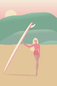 Ilustrace Flat Illustration of Surfer Girl on, LucidSurf
