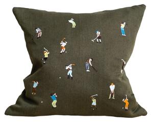 Lněný povlak na polštář Golfers Embroidered 48 × 48 cm