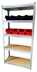 Kovový regál Economy 180x90x40 5 polic - pozinkovaný + úložné boxy TRUCK 29x20x15 cm