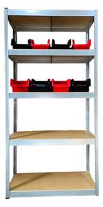Kovový regál Economy 180x90x40 5 polic - pozinkovaný + úložné boxy TRUCK 29x20x15 cm