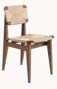 Dřevěná židle z ořechového dřeva a vypleteným sedákem C-Chair