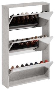 Botník se zrcadlem 3patrový betonově šedá 63x17x102,5 cm