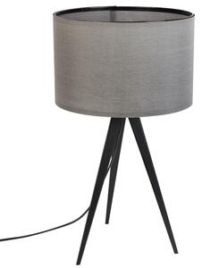 Černá stolní lampa ZUIVER TRIPOD s šedým stínidlem