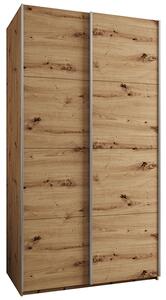 Šatní skříň LUX 1 s posuvnými dveřmi, 130×245,5×64 Dub Artisan / stříbrné