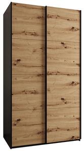 Šatní skříň LUX 1 s posuvnými dveřmi, 130×245,5×64 Černá / dub Artisan / černé