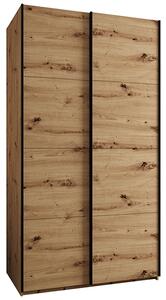 Šatní skříň LUX 1 s posuvnými dveřmi, 130×245,5×64 Dub Artisan / černé
