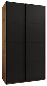 Šatní skříň LUX 1 s posuvnými dveřmi, 130×245,5×64 Dub Artisan / černá / černé