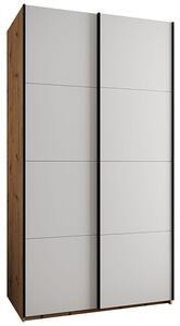 Šatní skříň LUX 1 s posuvnými dveřmi, 130×245,5×64 Dub Artisan / bílá / černé