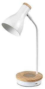 Rabalux 74001 MOSLEY - Dotykem stmívatelná lampička s USB výstupem na nabíjení mobilu + bezdrátové nabíjení, 1 x E14 (Praktická stolní lampa v matné bílé barvě)