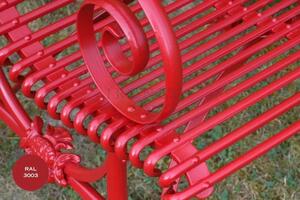 Kovová lavice Arras B3 Barva: Ruby Red - RAL 3003, Galvanizace: Nic