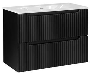COMAD Závěsná skříňka s umyvadlem - NOVA 82-80-2S black, šířka 80 cm, matná černá