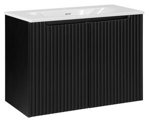 COMAD Závěsná skříňka s umyvadlem - NOVA 82-80-2D black, šířka 80 cm, matná černá