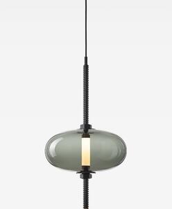 Brokis Designové LED závěsné svítidlo Under pressure most PC1390 Povrch Montury: Broušená bronz lak, Barva skla: Šedá kouřová - transparentní sklo, Baldachýn: Broušená černá lak
