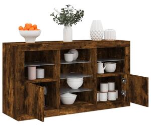 Příborník s LED osvětlením kouřový dub 123 x 37 x 67 cm 3209083