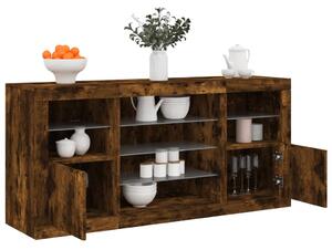 Příborník s LED osvětlením kouřový dub 142,5 x 37 x 67 cm 3209090