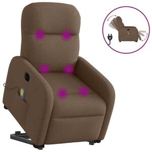 Elektrické zvedací masážní polohovací křeslo hnědé textil 3303006