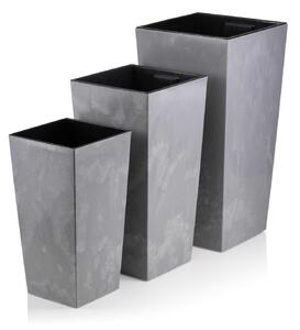 PLASTOVÝ KVĚTINÁČ PORTO SADA 3KS 67,7X35 CM+46,5X25 CM+57X30 CM IMITACE BETONU ŠEDÁ