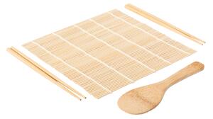 Sada na výrobu sushi KitchenCraft World of Flavours, 4 ks, bambusová podložka 23 × 24,5 cm WFSUSHIMAT4PC