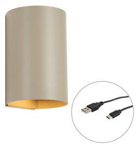 Moderní nástěnná lampa Taupe vč. LED 3-stupňově stmívatelná a dobíjecí - Sabbir