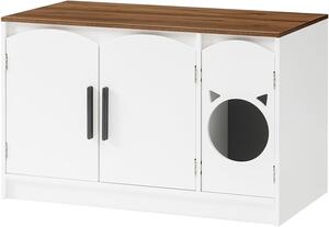 VASAGLE Kočičí toaleta Mae 80 cm bílá/ořech