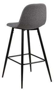 Světle šedá/černá čalouněná barová židle Wilma