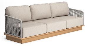 Jati Kebon Pohovka 3-místná Acri, Jati Kebon, 240x80x67 cm, rám teak, výplet lanko 14 mm barva linnen, bez sedáků