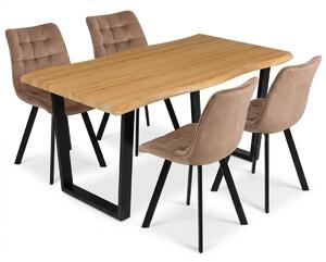 Vikio Jídelní set pro 4 osoby 160x90 cm dub noha U béžová židle VJS156-4BE-S