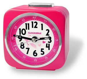 CLOCKODILE Růžový dětský budík PLAMEŇÁK SE SRDÍČKY
