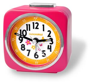 CLOCKODILE Růžový dětský budík MOTÝL S KYTIČKAMI