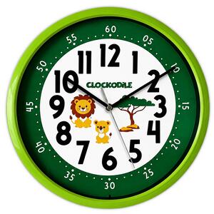 CLOCKODILE Zelené dětské hodiny LEV A LVÍČE