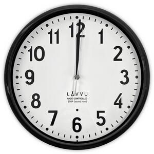 LAVVU Černé hodiny Accurate Black řízené rádiovým signálem ⌀30cm