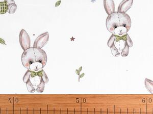 Bavlněná látka / plátno králík METRÁŽ - 1 (786) bílá béžová
