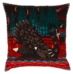 Sametový povlak na polštář Black Swan 60x60, černo-zelený