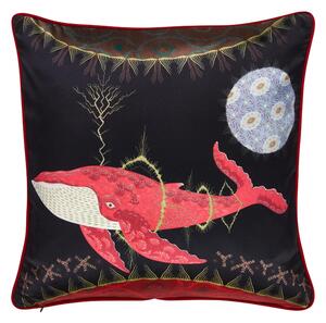 Povlak na polštář Cosmic Whale with Lilac Planet 60x60, černo-růžový