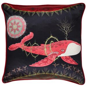 Povlak na polštář Cosmic Whale with Red Planet 60x60, černo-červený