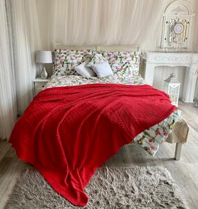 Pletená multifunkční deka-přehoz na postel- červená, 220x240 -