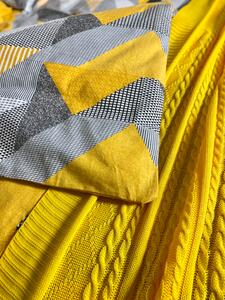 Pletená multifunkční deka-přehoz na postel -žlutá, 220x240 cm -