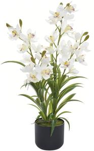 Umělá květina Orchidea v květináči 85 cm, bílá LA726