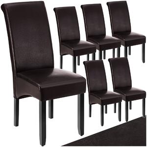 Tectake Jídelní židle ergonomická, masivní dřevo - hnědá, Sada 6 kusů
