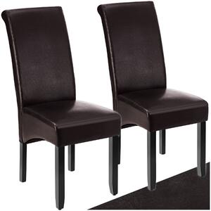 Tectake Jídelní židle ergonomická, masivní dřevo - hnědá, Sada 2 kusů