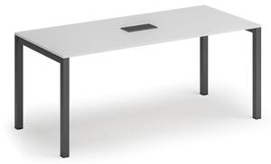 Jednací stůl PRIMO SQUARE, 180x80 cm, bílá + stolní zásuvka TYP VI, černá