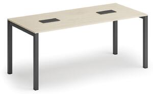 Jednací stůl PRIMO SQUARE, 180x80 cm, bříza + 2x stolní zásuvka TYP I, černá