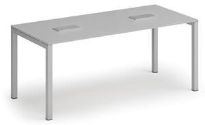 Jednací stůl PRIMO SQUARE, 180x80 cm, šedá + 2x stolní zásuvka TYP I, stříbrná