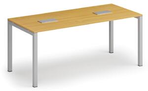 Jednací stůl PRIMO SQUARE, 180x80 cm, buk + 2x stolní zásuvka TYP VI, stříbrná