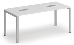 Jednací stůl PRIMO SQUARE, 180x80 cm, bílá + 2x stolní zásuvka TYP I, stříbrná