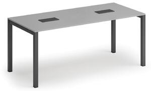 Jednací stůl PRIMO SQUARE, 180x80 cm, šedá + 2x stolní zásuvka TYP VI, černá