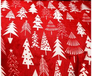 Povlečení mikroplyš CHRISTMAS TREES červené + prostěradlo 200x220 cm Rozměr povlečení: 2 ks 70 x 80 cm | 200 x 220 cm